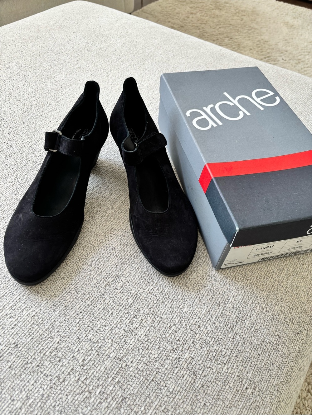 Arche Black Suede Mary Jane Heels